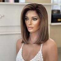 Noeuds blanchis 13x4 cheveux humains avant de lacet perruque Bob perruques vague droite vierge européenne blond miel perruques de cheveux humains