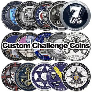定制设计标志制作您自己的珐琅收藏纪念品3D镀银金属定制挑战硬币 - Product Image 3