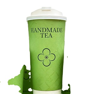 Wholesale Eco-Friendly Custom Logo 8/10/12/14/16/24oz Coffee Boba Tea Juice Paper <b>Cups</b> with Lids for Shop Office Party - Product Image 2