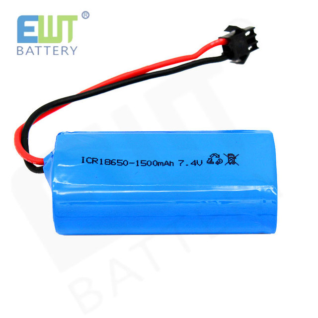 EWT Popular Lithium Ion Battery Pack 18650 7.4V 1500mAh Li-ion Battery