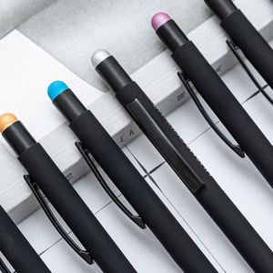 Hot-Selling Stylus Screen Press Metal Ballpoint Pen Spot Wholesale Black Rubber Aluminum Rod Printed Logo Advertising for Phone - Product Image 3