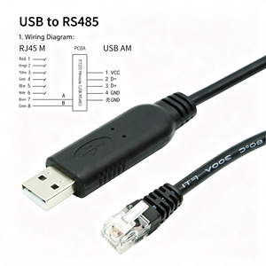 Cavo <span class=keywords><strong>USB</strong></span> a RS485 con Connettore RJ45, Chip CH340E / FT232, Adattatore Seriale <span class=keywords><strong>USB</strong></span> a RJ45 RS485 per Controllo Industriale - Product Image 3