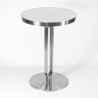 Table de salle à manger en pierre frittée en gros avec base en acier inoxydable pour restaurants commerciaux, cafés et hôtels.