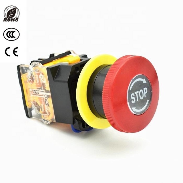 High Quality Emergency Stop Push Button with Word STOP LAY50-22B-11Z 1NO and 1NC or 2NC Power Stop Switch