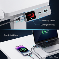 Mesa de Noche Compacta Ahorradora de Espacio, Escritorio Lateral Inteligente Eléctrico Ajustable para Apartamentos Pequeños, Estudios, Dormitorios, Base en T Móvil