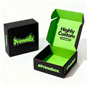 Caixa Preta e Verde com Logotipo Personalizado e Impressão Interna, Embalagem Reutilizável, Resistente e Ecológica para E-commerce e Varejo - Product Image 1