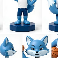 Figurine de mascotte de basket-ball personnalisée Blue Fox Bobblehead, statue en résine personnalisée, cadeau OEM ODM pour l'affichage