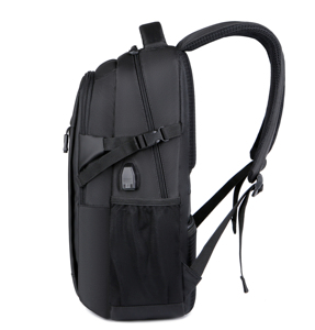 Sac à dos pour ordinateur portable OEM 15,6 pouces noir, en nylon imperméable, multi-poches, sac à dos de jour, faible MOQ, logo client, sac à dos antivol avec USB - Product Image 2