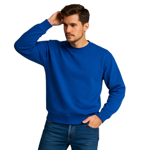 Sweat-shirt de sport pour homme, noir, d'hiver, chaud, en polaire, polyester/coton, uni, col rond, tendance - Product Image 2