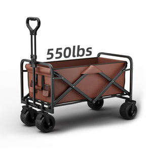 Chariot de traction agricole OEM-Tracteur Wagon Heavy Duty en acier inoxydable Logo personnalisé Chariot de plage portable pliable avec rangement pour le shopping - Product Image 1