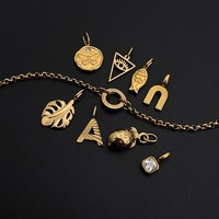 Collier chaîne gourmette en acier inoxydable plaqué or eManco avec breloques DIY : Œil protecteur, Monstera, Ananas, Poisson, Lettre A, Papillon, Zircon