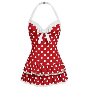 Robe Halter à Pois avec Dentelle pour Femme – Sexy, Dos Nu, Nœud, Coupe Ajustée, Douce et Élégante, Mini-Robe - Product Image 2