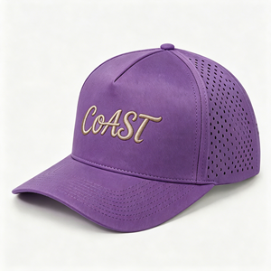 OEM 5 Panel Baseball Cap Waterproof Laser Cut Hole Custom Embroidery Logo Sports Cap - Product Image 1