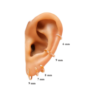 Gold Plated <b>Cuff</b> <b>Earrings</b> With Rhinestones 6 7 8 9 Mm For <b>Ear</b> Cartilage Unisex Trendy Fashion Jewelry - Product Image 1