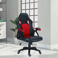Chaise de jeu d'ordinateur pivotante en cuir traditionnel et acier inoxydable, chaise de course