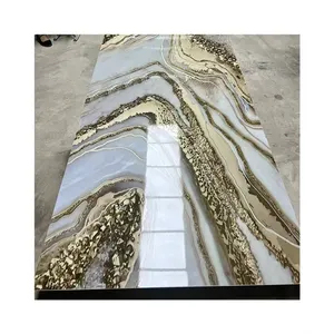 Placa de painel de parede de PVC em folha de mármore UV de alto brilho para decoração de paredes interiores painel de parede de fundo de TV