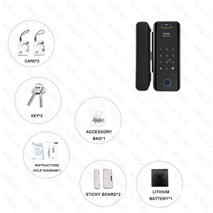 Kunci pengenalan wajah WIFI TUYA terlaris dengan kamera Bluetooth aplikasi kartu sidik jari Digital kantor kaca kunci pintu - Product Image 6