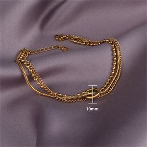 Pulsera de Moda con 3 Capas de Cadena de Serpiente, Dijes de Sol y Luna, Chapada en Oro de 18K, Acero Inoxidable, para Mujer - Product Image 6