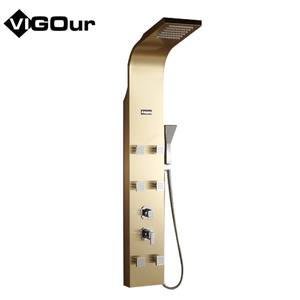 Panel de ducha moderno de acero inoxidable montado en la pared, columna de cascada con torre y chorros de masaje para el cuerpo, inodoros incluidos - Product Image 6