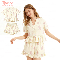 Pyjama pour femmes en coton imprimé lapin de Pâques, dernier design, rose, ensemble de pyjama personnalisé pour adultes