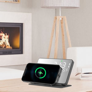 2024 led dijital <span class=keywords><strong>alarm</strong></span> saat 2 in 1 15W hızlı kablosuz şarj saat dijital kablosuz şarj istasyonu ile cep telefon tutucu - Product Image 4
