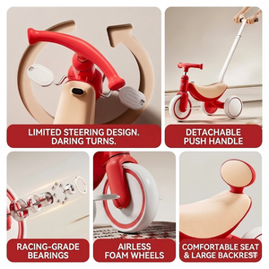 Triciclo Multifuncional 3 en 1 para Niños, con Manillar de Empuje, Música y Luces, Ecológico, de PP y Acero, Bicicleta de Equilibrio para Niños Pequeños, Coche de Paseo para Niños de 2 a 4 Años - Product Image 6