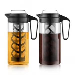 Soğuk demlemek kahve makinesi cam buzlu kahve makinesi çay Brewer çıkarılabilir örgü filtre buzlu kahve soğuk demlemek çay (44 oz/1300ml