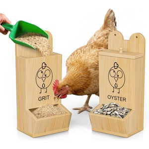 Comedero de madera para gallinas, comedero colgante de madera para gallinas, dispensador de alimento para animales pequeños de madera maciza - Product Image 2