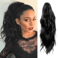Extension de cheveux en queue de cheval à pince, plastique, vague profonde, vague corporelle, boucles françaises, pièces de cheveux pour femmes