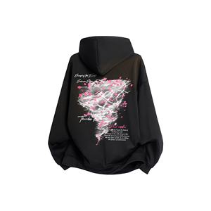 ज़ेड शरद ऋतु पुरुषों की जर्सी पर्यावरण के अनुकूल हिप हॉप शैली लंबी आस्तीन बेसबॉल हुडी चेरी खिलने वाला तूफान प्रिंट ढीली फिट - Product Image 3