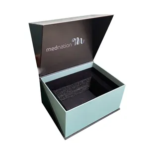 Cajas de regalo con logotipo impreso personalizado rígido cuadrado de lujo cajas personalizadas mate de cartón negro con embalaje con logotipo