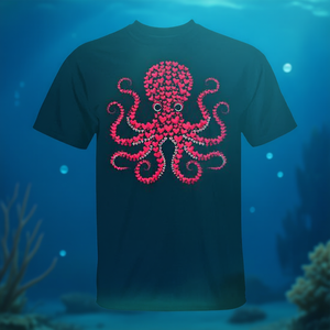 T-shirt Octopus Lover Valentine Heart Octopus nera per adulti unisex - Product Image 3