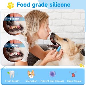 Mềm không độc hại dễ dàng làm sạch chống đá hiệu quả vật nuôi ngón tay bàn chải đánh răng cấp thực phẩm Silicone 360 ° tái sử dụng vật nuôi chăm sóc nha khoa bàn chải - Product Image 3