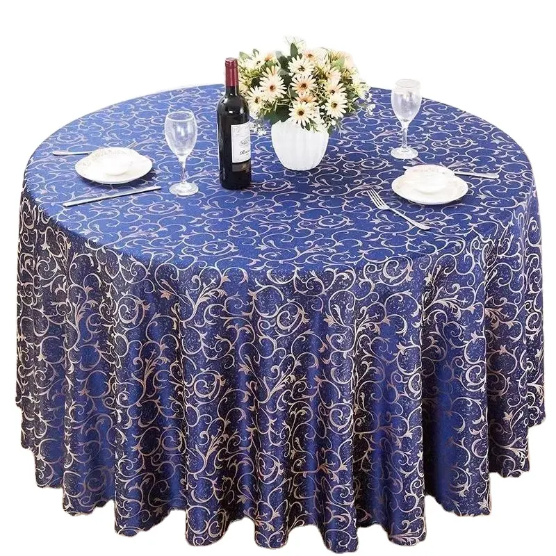 Linge de table en tissu polyester jacquard bleu marine de luxe pour décorations de mariage et de festival