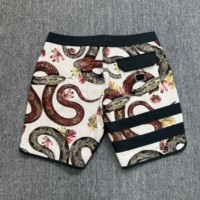 Shorts de bain décontractés pour hommes à imprimé serpent, séchage rapide, taille mi-haute, avec cordon de serrage et rayures latérales
