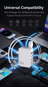 Cargador Rápido Tipo C 5 en 1 Power Eric de 67W con Cable Retráctil para Laptop, Teléfono, Auriculares y Viajes - Product Image 5
