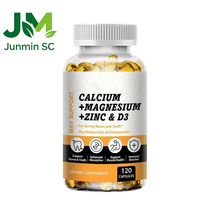 Complément alimentaire en gélules molles de calcium, magnésium, zinc et vitamine D3, complexe minéral pour soutenir la santé des os, des muscles, des nerfs et du système immunitaire