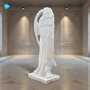 Statua di Angelo in Marmo Bianco per Preghiera, Decorazione per Chiesa, Villa e Giardino, Scultura di Angelo in Marmo in Stile Classico Europeo - Product Image 5