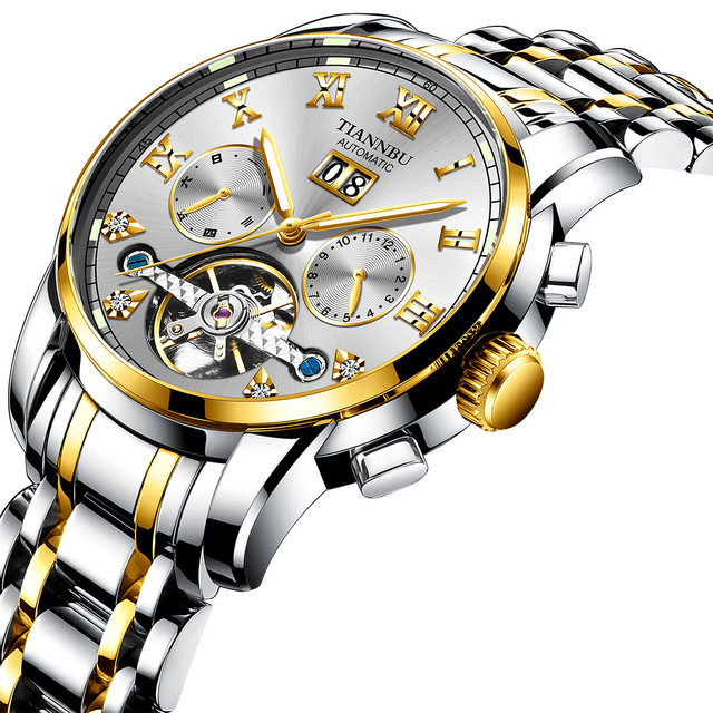 Top Luxury Business Tourbillon Watch Waterproof Mens Wristwatches Hot Sale Automatic Mechanical Watches