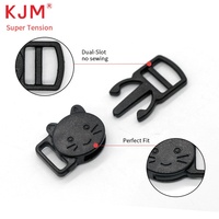 Boucle de col pom incurvé en nylon réglable, ceinture de 10mm, noir recyclé, dégagement rapide sur le côté, boucle pour collier de chat