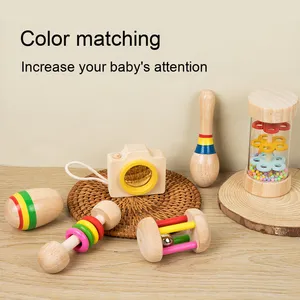 Ensemble combiné de hochets en bois pour bébé, xylophone musical, <span class=keywords><strong>hochet</strong></span> lumineux, jouets sensoriels éducatifs précoces pour les tout-petits, les garçons et les filles - Product Image 6