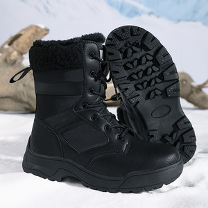 Bottes d'hiver doublées de polaire, à lacets, mi-mollet, semelle antidérapante robuste pour l'extérieur par temps froid - Product Image 2