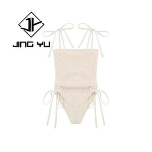 Custom Swimsuit High Quality Stretch <b>Children</b> Swimwear Solid Color Smocked One Piece Girls Bikini - Product Image 5