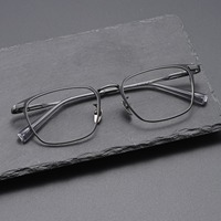 Monture de lunettes carrée en titane pour homme, légère, pour affaires, avec branches antidérapantes, pour verres correcteurs