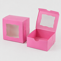Boîte à pâtisserie rose personnalisée de qualité alimentaire en gros, boîte à gâteau jetable avec fenêtre, boîte d'emballage jetable en papier pour la pâtisserie