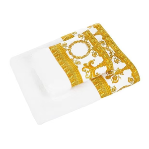 Juego de Toallas de Baño de Lujo Estilo Barroco, 100% Algodón, 60*100cm, Blancas y Doradas, Toallas de Mano y Cara, 600gsm, para Hotel y Hogar - Product Image 3