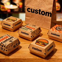 Caja de Hamburguesas de Papel Kraft Desechable Personalizada, Impermeable y Portátil para Sushi y Hamburguesas, Envase de Alimentos Reciclable