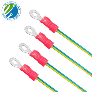 Fil de terre isolé AichienTech 4 mm² jaune-vert en cuivre pur toronné avec borne annulaire pour usage en bâtiment - Product Image 1