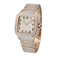 Montre mécanique personnalisée avec logo, montre automatique en diamant pour homme, montre carrée entièrement sertie de moissanite, fermoir réglable