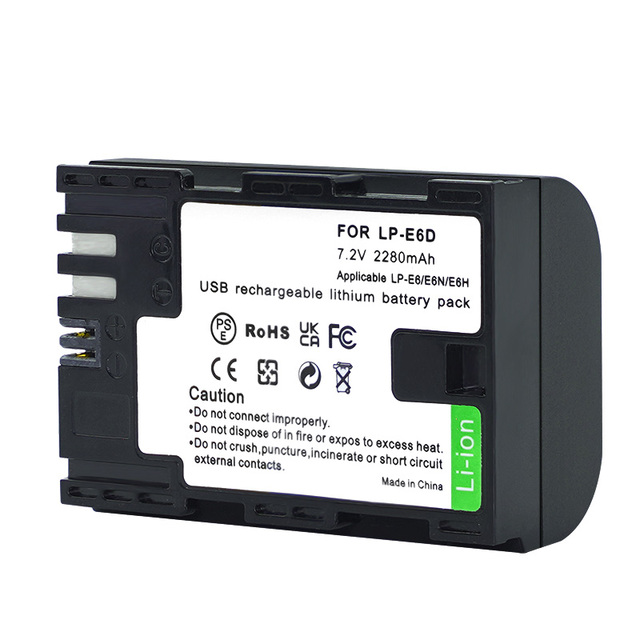 For Canon LP-E6D 16.416Wh 7.2V 2280mAh USB-C Direct Charge Camera Battery Fit Canon EOS R5 R6 5D Mark IV 6D Mark II 90D 80D